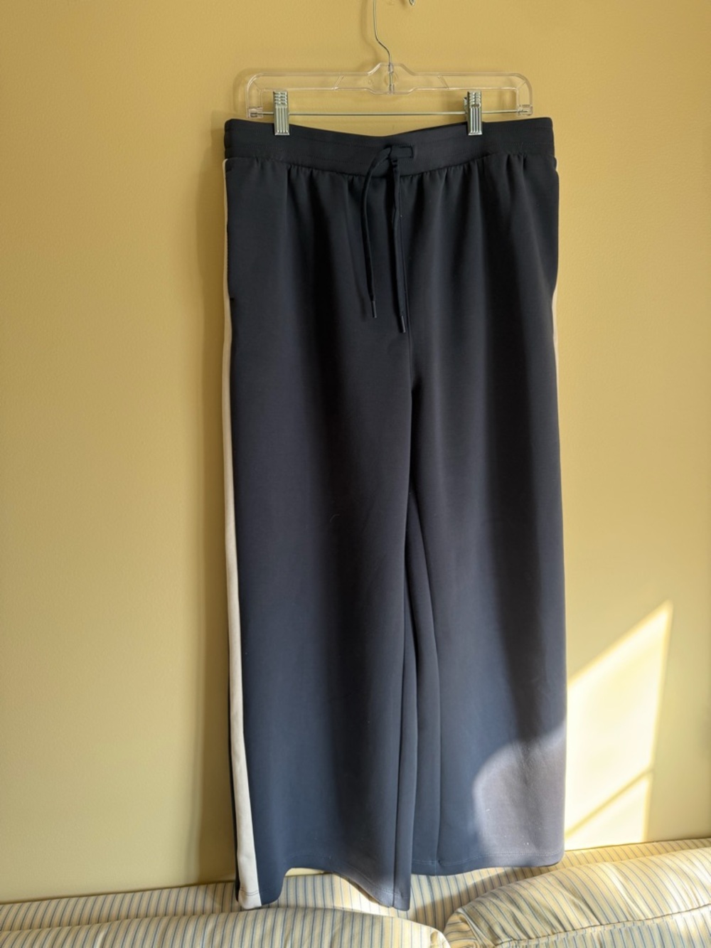 Women’s Navy Blue Drawstring Track Pants with Side Stripe